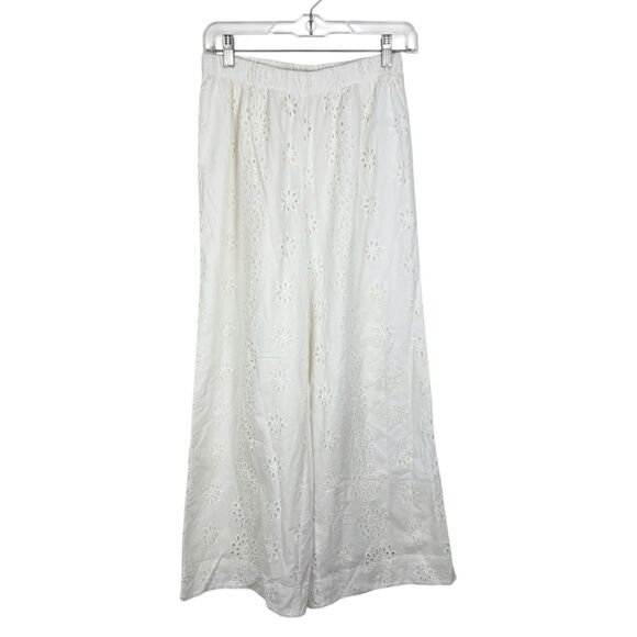 Z Supply Sorrento Eyelet Pant Women Small Sandstone White Pull On Casual NWT - Picture 1 of 10